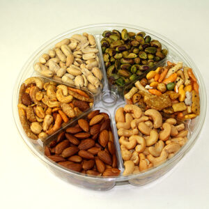 Assorted nuts in six-section fruit tray