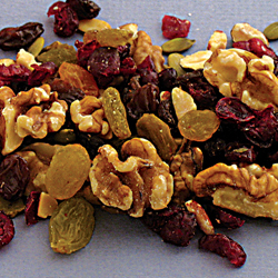 Cranberry Walnut Mix containing cranberries, walnuts, raisins, almonds, and pumpkin seeds