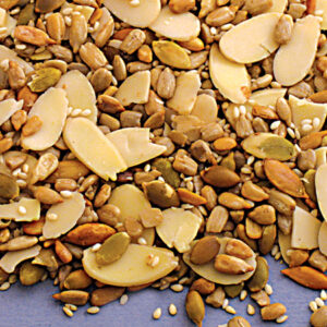 Tours mix consisting of sliced almonds, sesame seeds, pumpkin seeds, and sunflower seeds